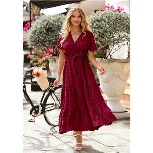 Swiss Dot Maxi Dress Short  Sleeve main image 1